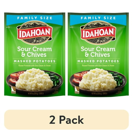 (2 pack) Idahoan Sour Cream & Chives Mashed Potatoes Family Size Side Dish, 8 oz