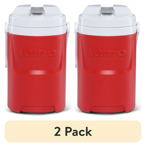 (2 pack) Igloo 1/2 Gallon Sports Beverage Plastic Jug with Hooks, Red