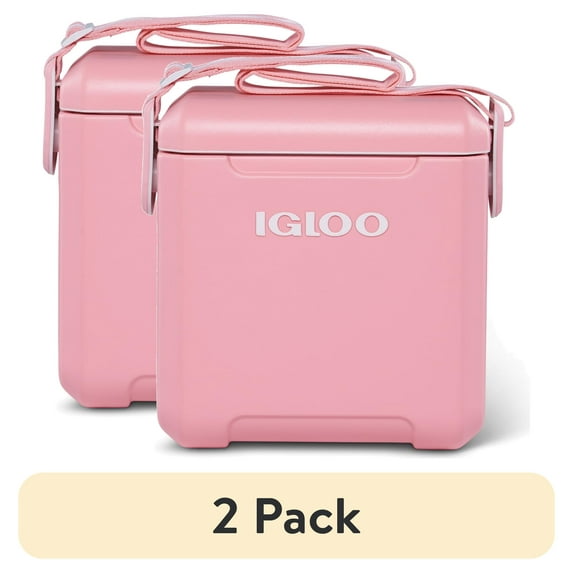 (2 pack) Igloo 11 QT Tag-A-Long Hard Sided Cooler, Pink