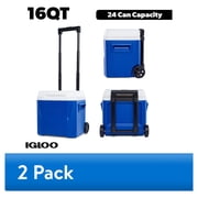 2 pack Igloo 16 QT Laguna Hard Side Ice Chest Cooler with Wheels, Blue
