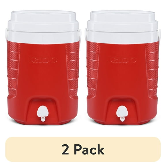 (2 pack) Igloo 2- Gallon Sport Beverage Jug with Hooks- Red