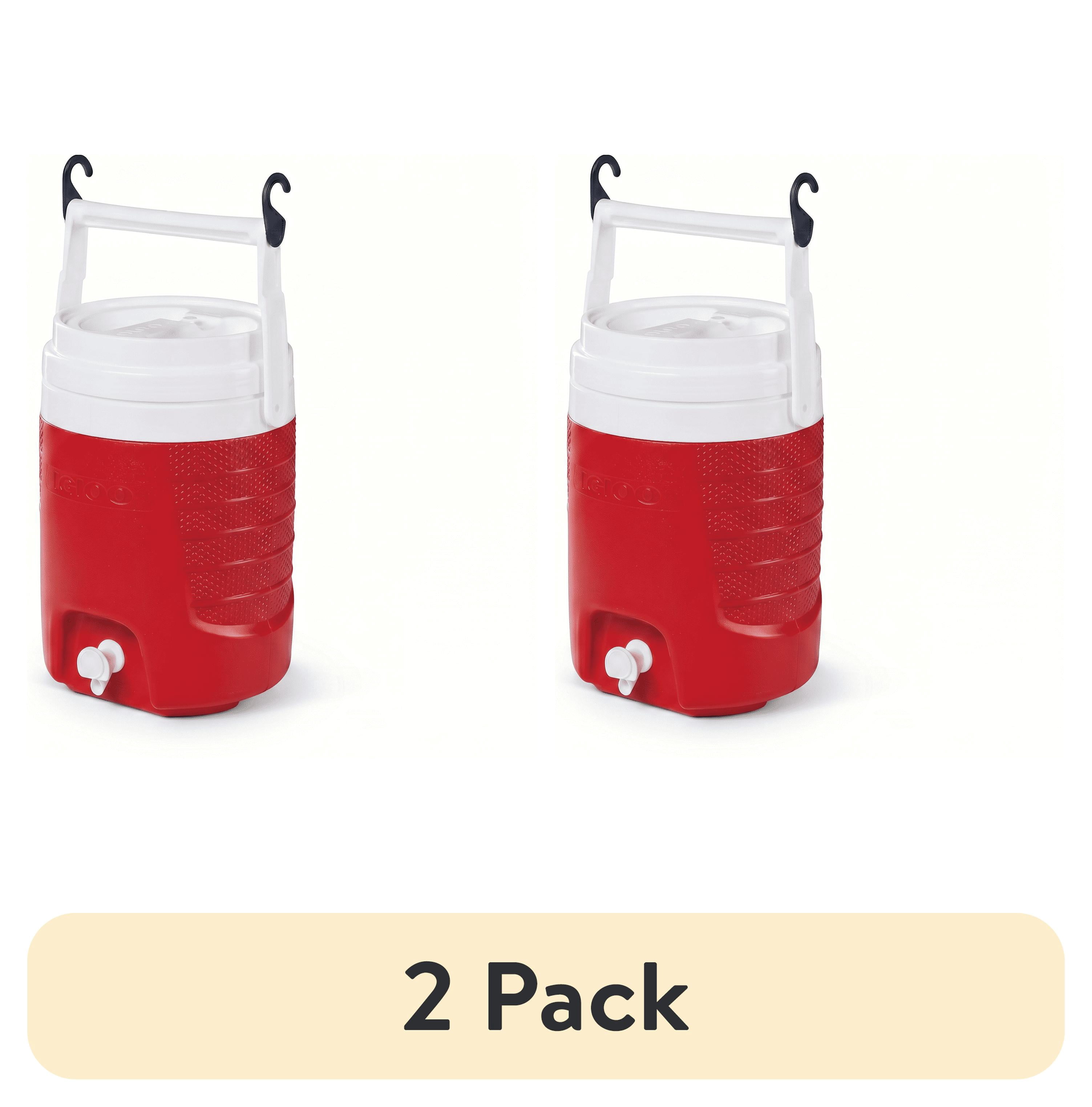 (2 pack) Igloo 2 Gallon Sports Plastic Beverage Jug with Hooks, Red