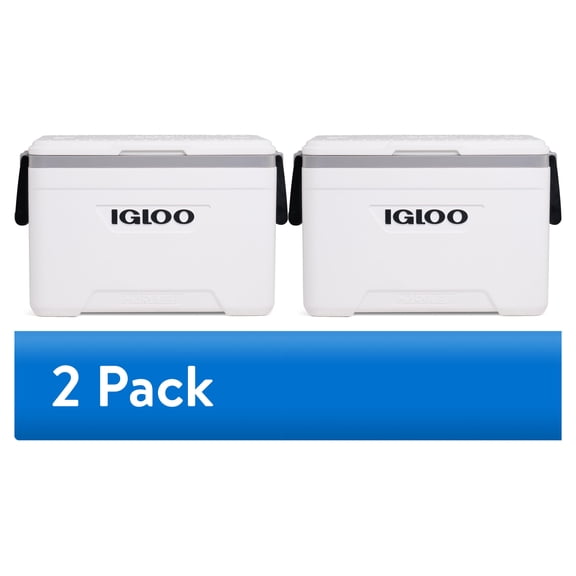 (2 pack) Igloo 25 QT Marine Hard Sided Cooler, White
