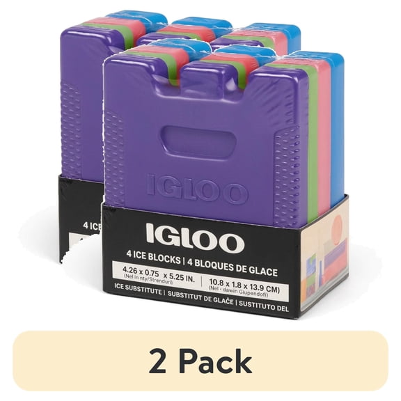 (2 pack) Igloo 4-Pack MaxCold Small Ice Freeze Block, Multi Color, Made for Portable Food Cooling