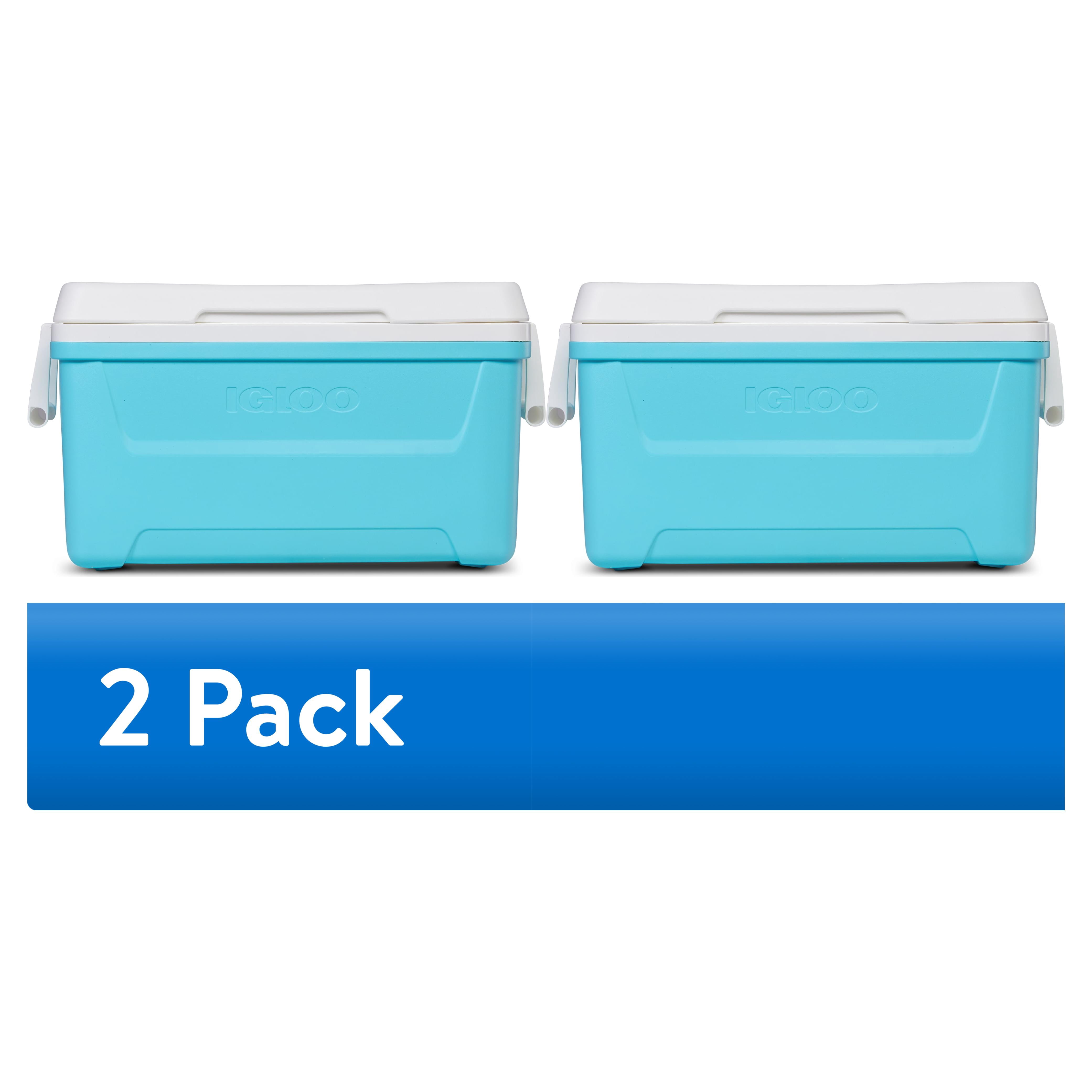 (2 pack) Igloo 48 QT Laguna Hard Sided Ice Chest Cooler, Aqua Blue and ...