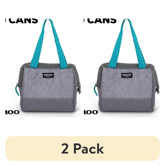 (2 pack) Iglee Leftover Tote Cooler Bag, 9 Can Capacity, Gray, Insulated Softside Cooler Bag Keeps Food and Drinks Cold
