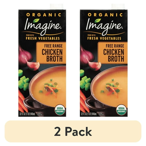 (2 pack) Imagine Organic Gluten-Free Free Range Chicken Broth, 32 fl oz Carton