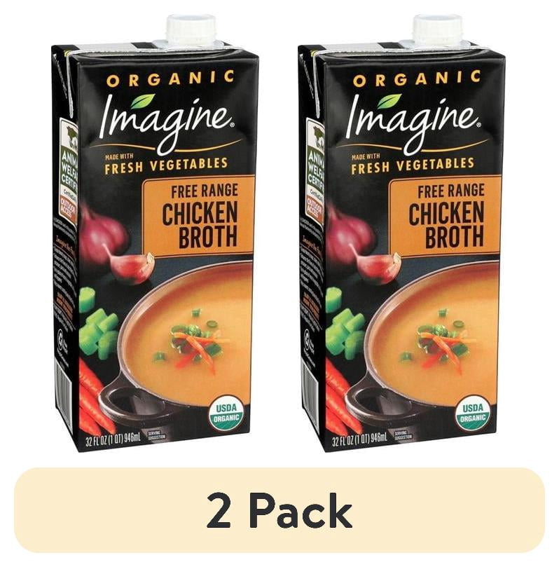 (2 pack) Imagine Organic Free Range Chicken Broth, 32 fl oz Carton