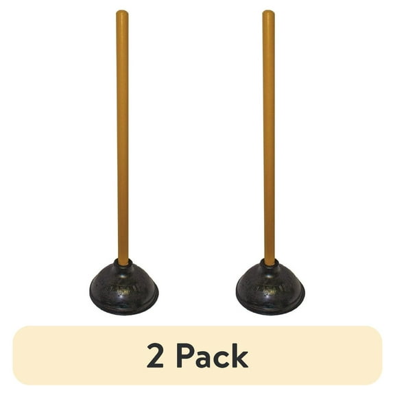 (2 pack) Impact Toilet/Drain Plunger 20" Wood Handle 6" dia 9201
