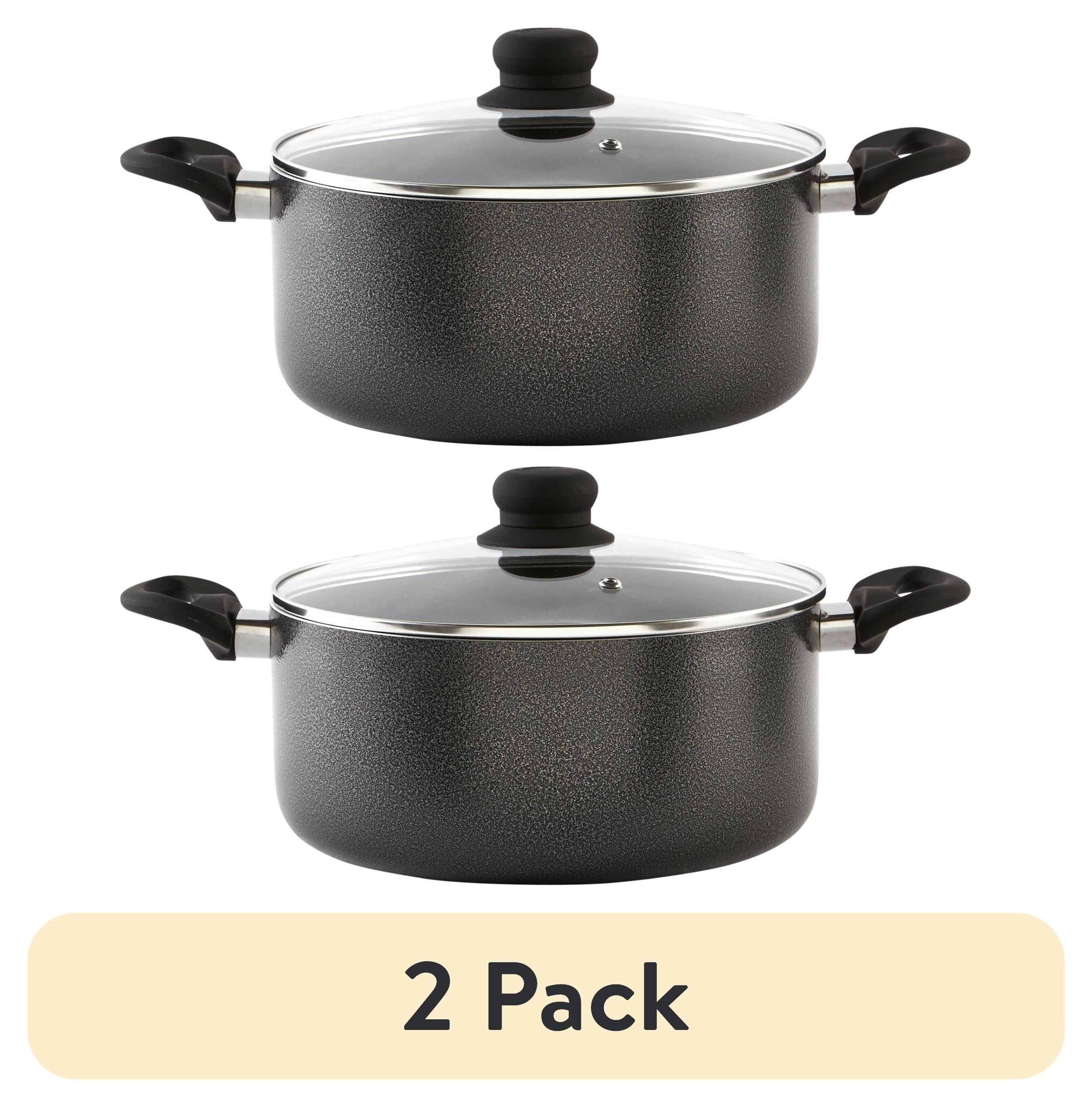 4.8 Quart Nonstick Charcoal Aluminum Stock Pot with Glass Lid