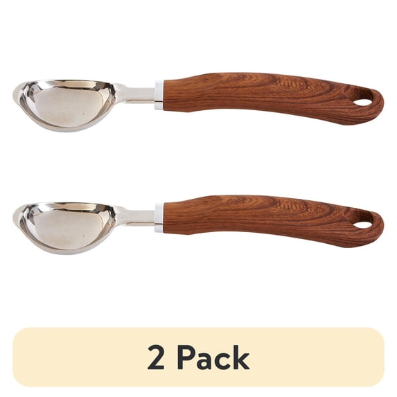 (2 pack) IMUSA Chef WL Stainless Steel Ice Cream Scoop with Wood Look Handle