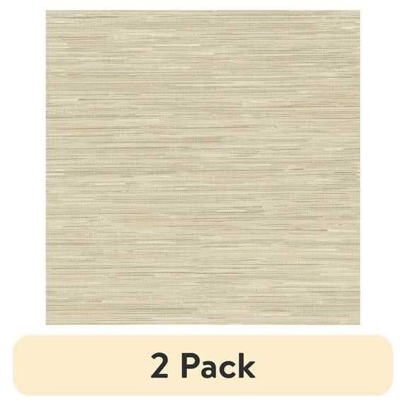 (2 pack) InHome Cream Harlow Weave Vinyl Peel And Stick Wallpaper, 216-in by 20.8-in, 31.2 Sq. ft.