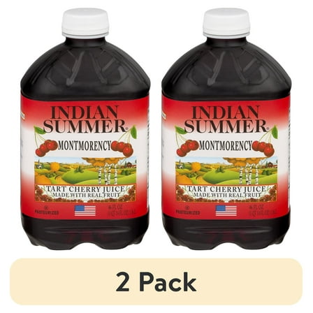 (2 pack) Indian Summer Montmorency Cherry Juice, Tart Cherry Juice with Real Fruit, 46 fl oz