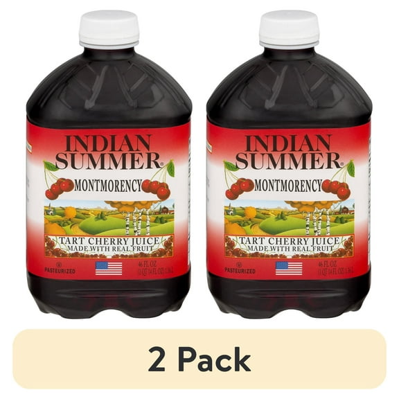 (2 pack) Indian Summer Montmorency Cherry Juice, Tart Cherry Juice with Real Fruit, 46 fl oz