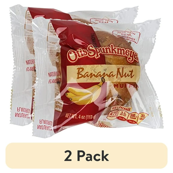 (2 pack) Individually Wrapped Banana Nut Muffins by Otis Spunkmeyer | 4 Ounce | Pack of 12