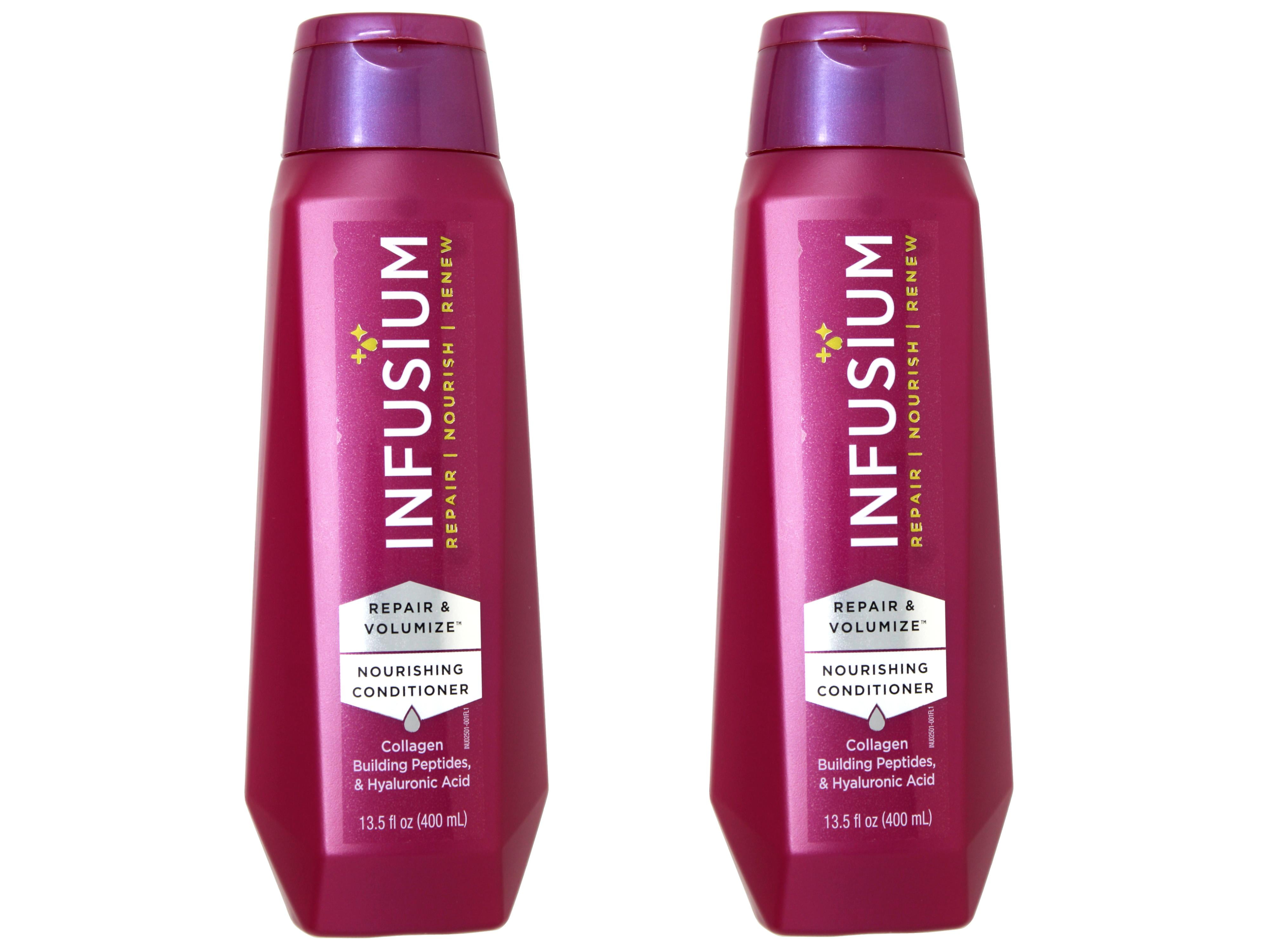 (2 pack) Infusium Repair & Volumize and Renew Nourishing Conditioner, Collagen, Building Peptides & Hyaluronic Acid for Dry & Damaged Hair, 13.5 FL OZ, Pack of 1