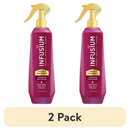 (2 pack) Infusium Repair & Replenish Leave-in Treatment Spray for All Hair Types, with Niacinamide, Argan Oil & Ceramides, 13 fl oz