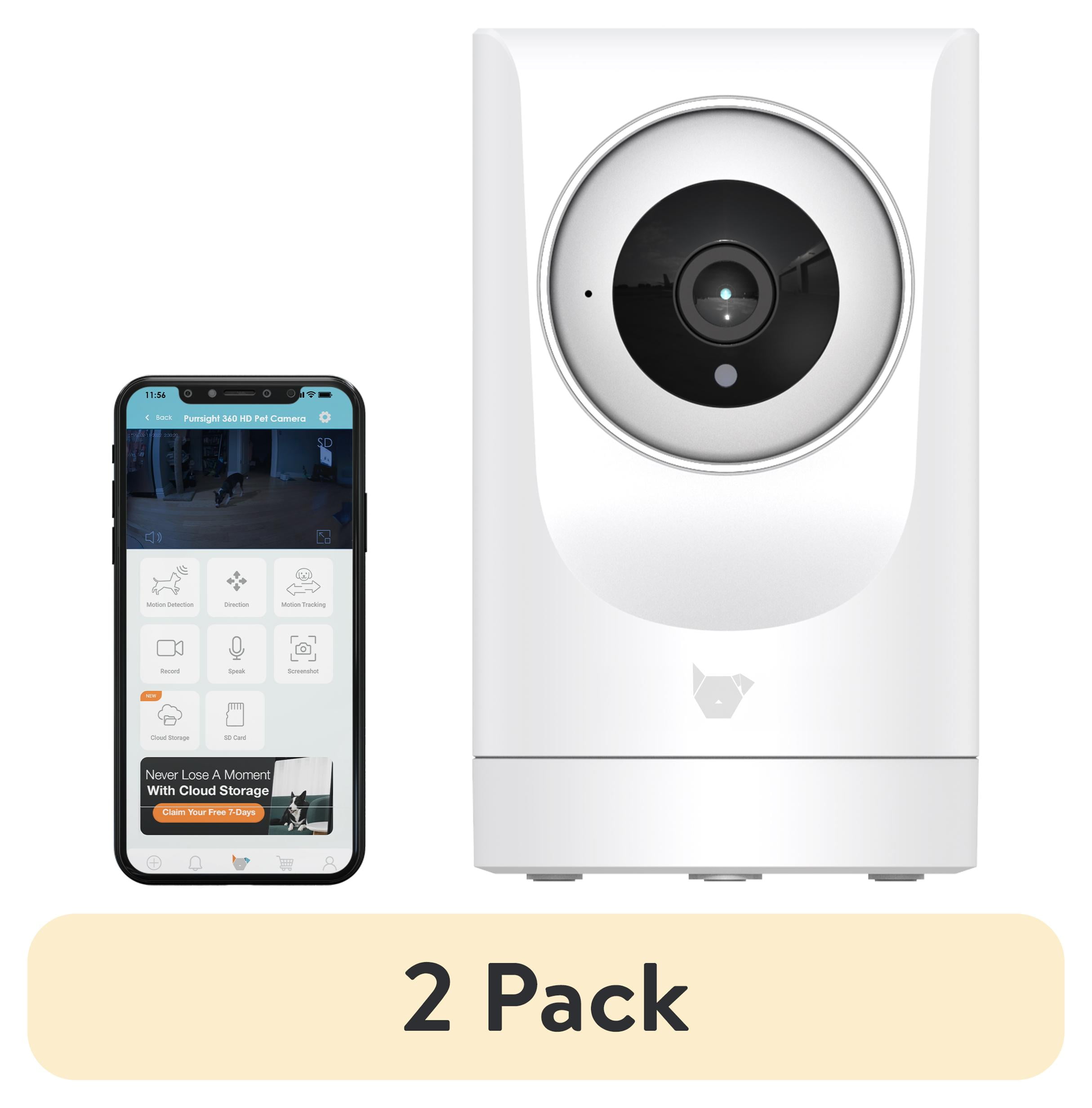 Instachew Purrsight 360° Smart Pet Camera, 1080P HD, Wireless,