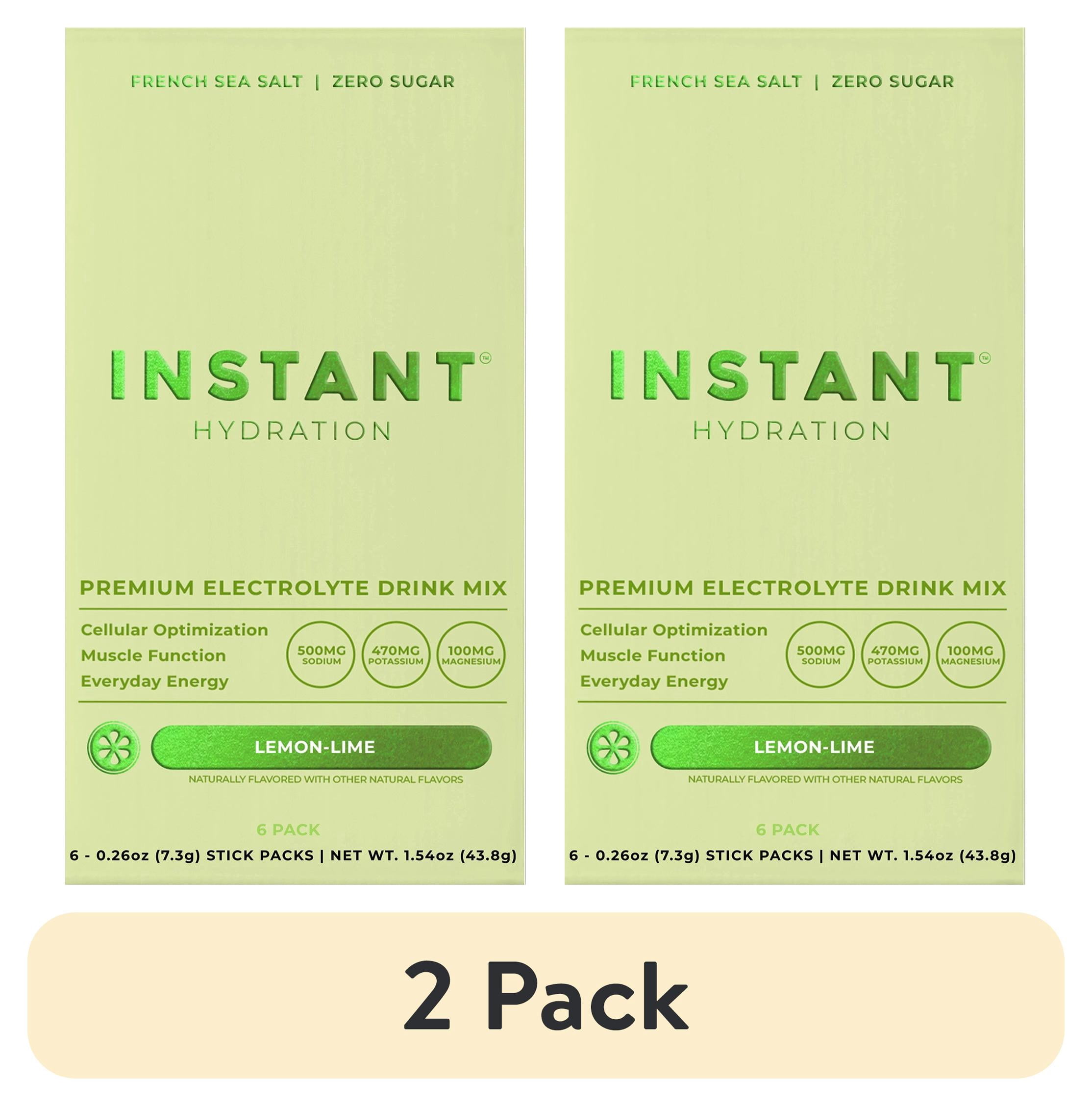 (2 pack) Instant Hydration Sugar Free Electrolyte Powder, Lemon Lime, 6 Sticks