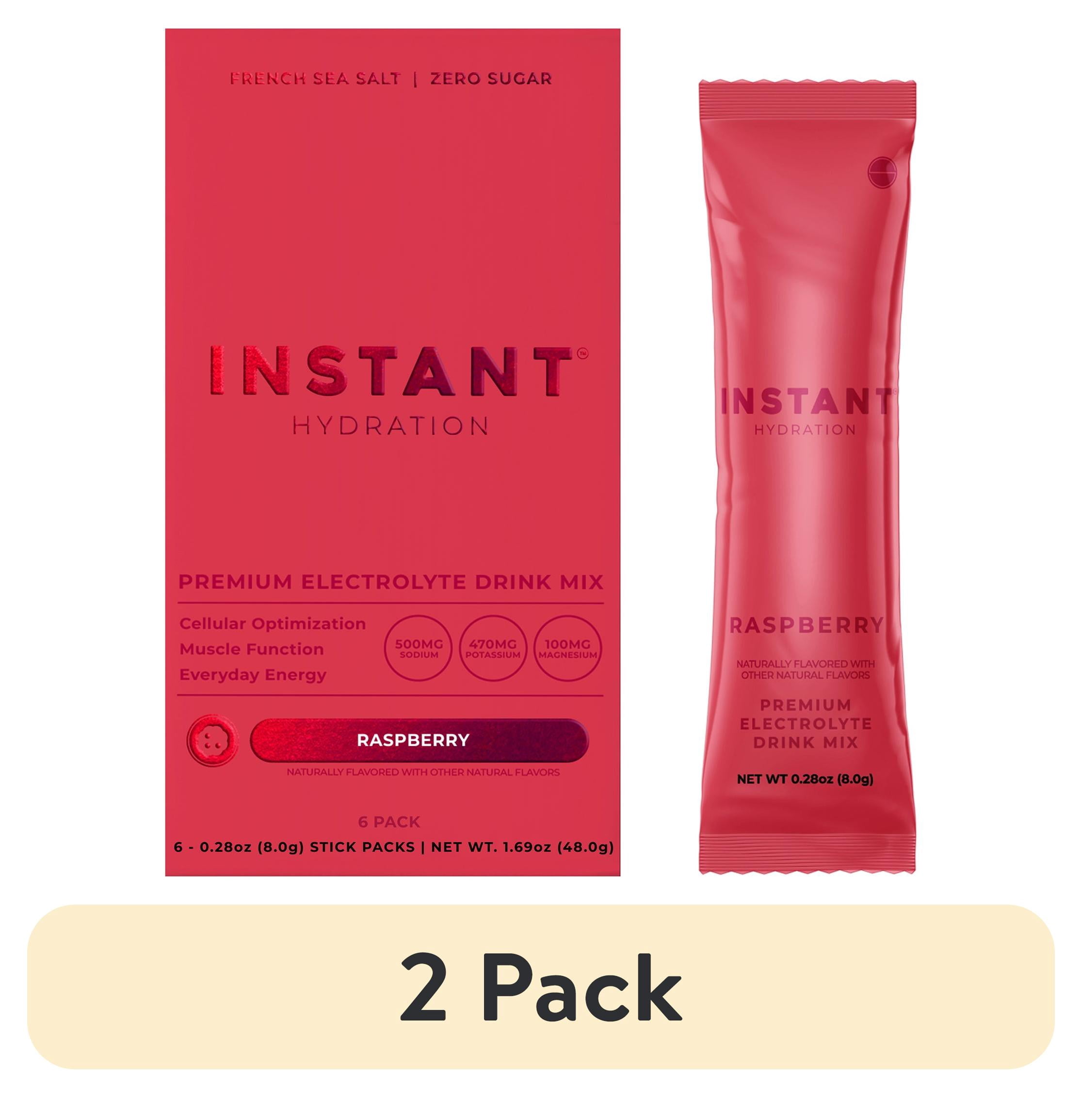 (2 pack) Instant Hydration Sugar Free Electrolyte Powder, Raspberry, 6 Sticks