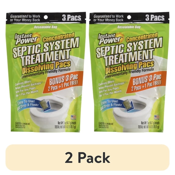 (2 pack) Instant Power Concentrated Septic System Treatment Dissolving Pacs, 3 Pac