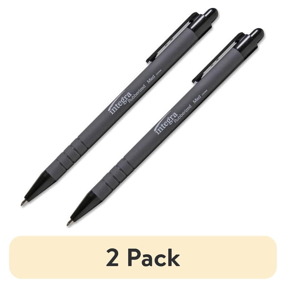 (2 pack) Integra, ITA30031, Rubber Barrel Retractable Ballpoint Pens, 12 / Dozen