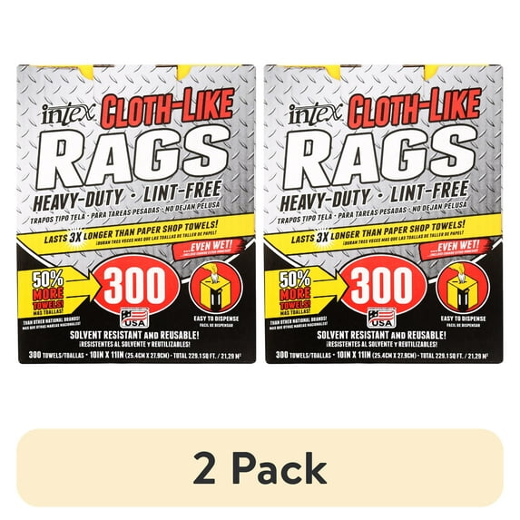 (2 pack) Intex Nw-00454-75 Cloth-Like Wiping Rags, Fiber Blend