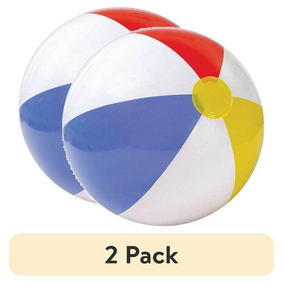 (2 pack) Intex 20" Glossy Panel Multicolor Inflatable Beach Ball Pool Toy Ages 3+