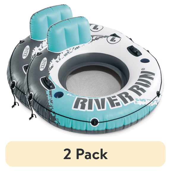 (2 pack) Intex River Run Inflatable Lake Floating Water Tube Lounger, Color Varies