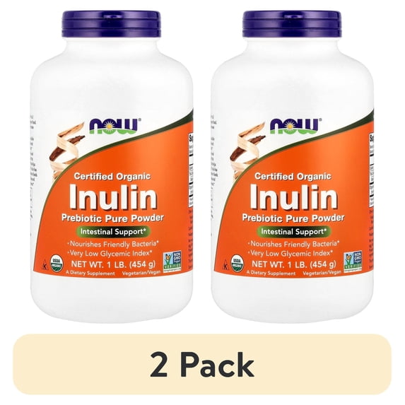(2 pack) Inulin Prebiotic Pure Powder, Organic - 1 lb.
