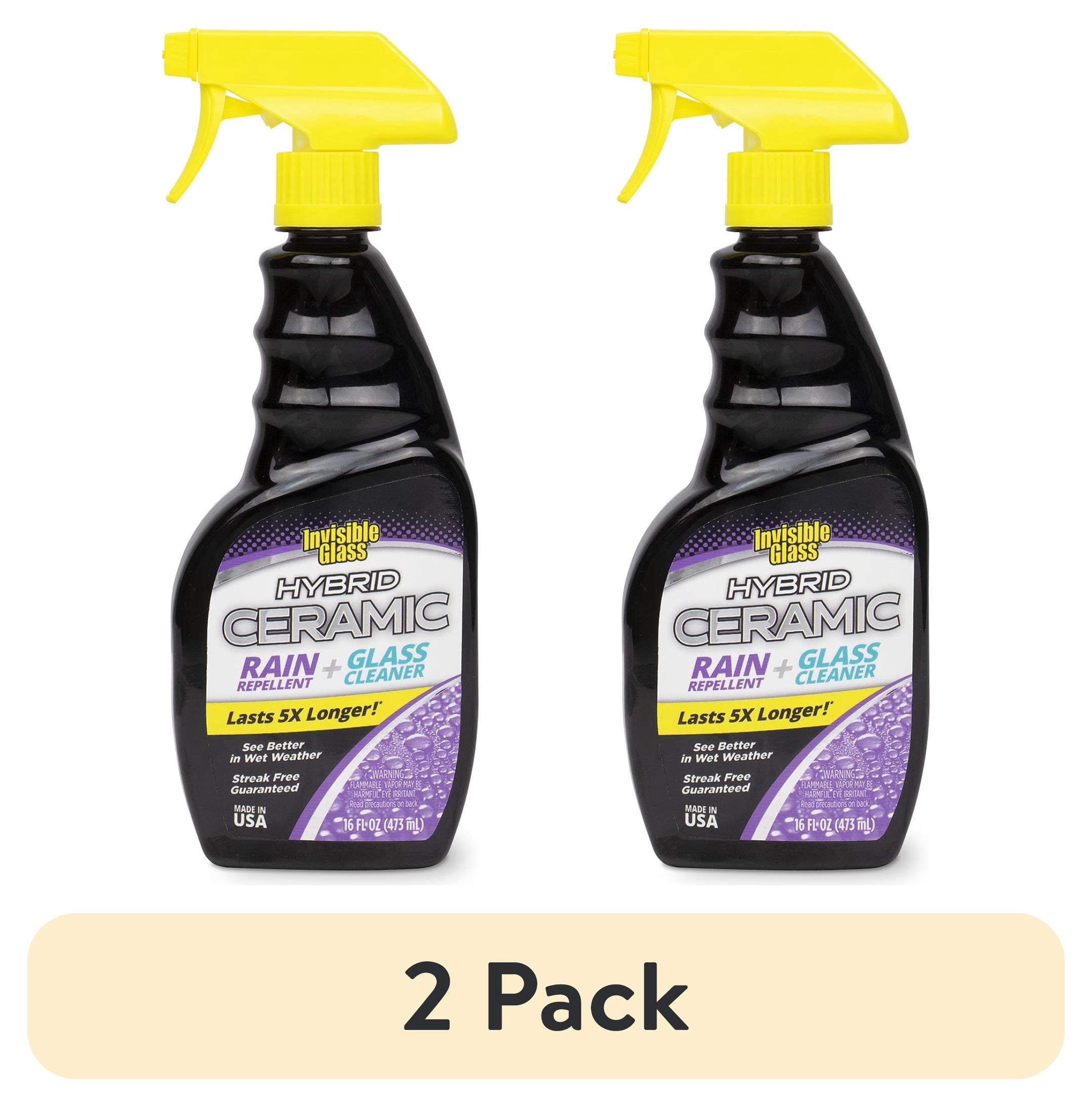 (2 pack) Invisible Glass 92183 Hybrid Ceramic Rain Repellent and Glass Cleaner Cleans and Protects Car Windows and Windshields with Long-Lasting Water-Repellent Si02 Technology, 16 Fl Oz, Pack of 1