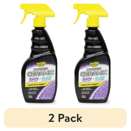 (2 pack) Invisible Glass 92183 Hybrid Ceramic Rain Repellent and Glass Cleaner Cleans and Protects Car Windows and Windshields with Long-Lasting Water-Repellent Si02 Technology, 16 Fl Oz, Pack of 1