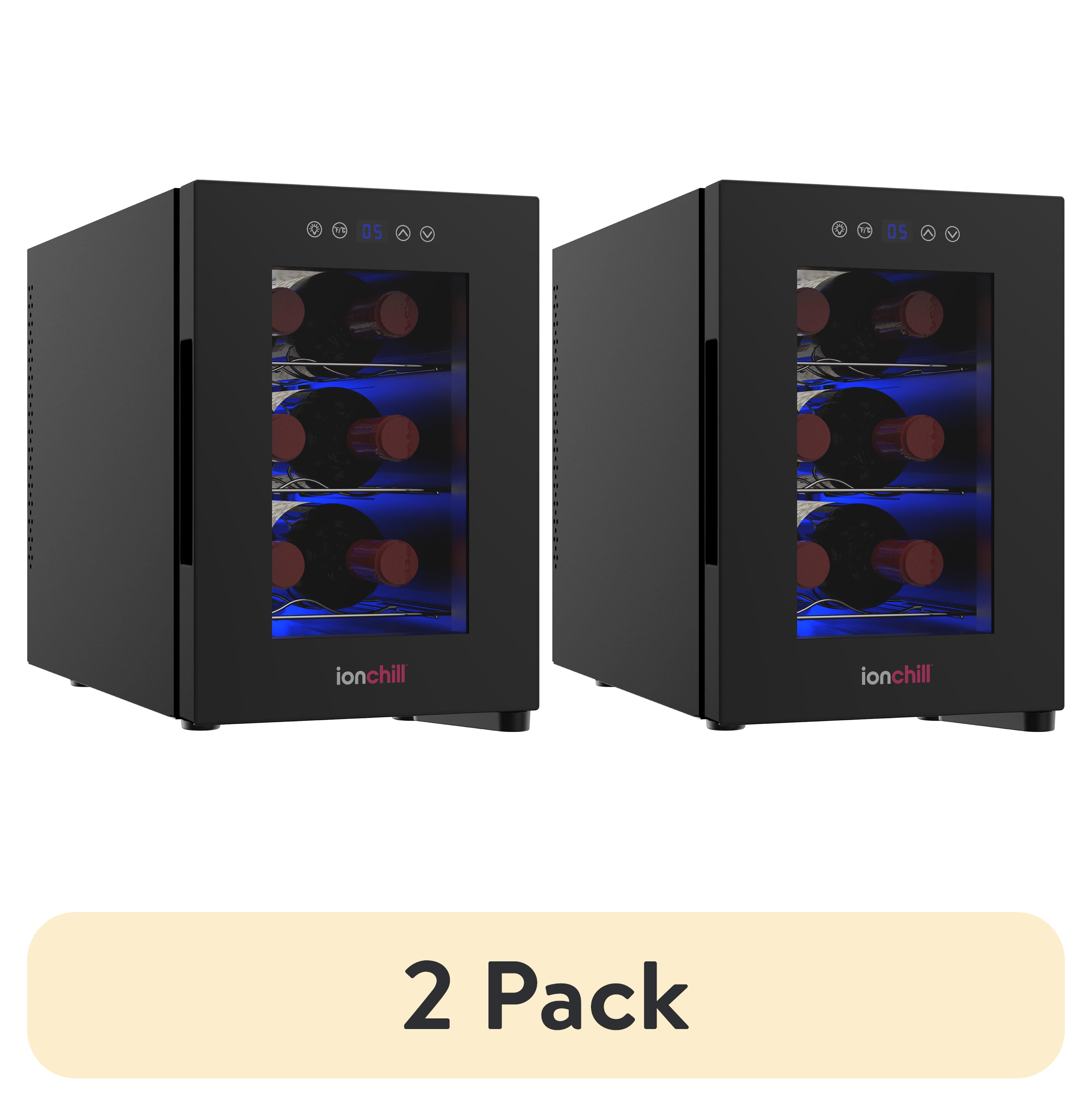(2 pack) Ionchill 6-Bottle Wine Cooler, Mini Fridge with Wine Rack and Temperature Control