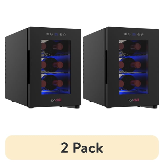(2 pack) (2 pack) Ionchill 6-Bottle Wine Cooler, Mini Fridge with Wine Rack and Temperature Control