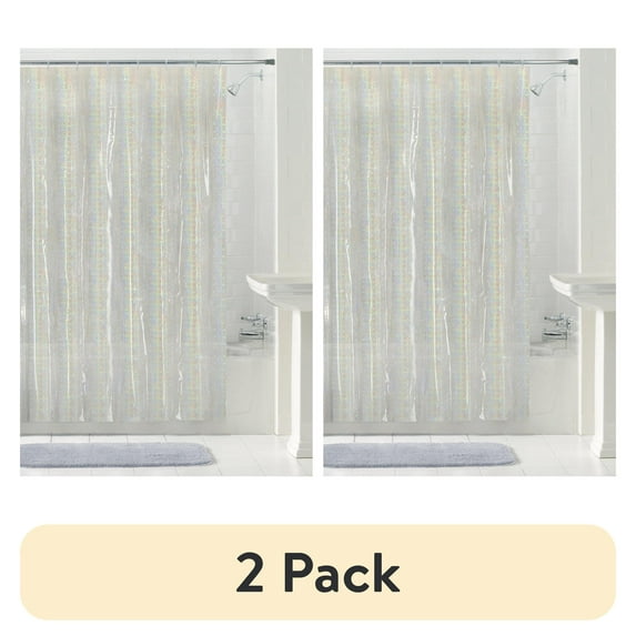 (2 pack) Iridescent PEVA Shower Curtain, Clear - Mainstays