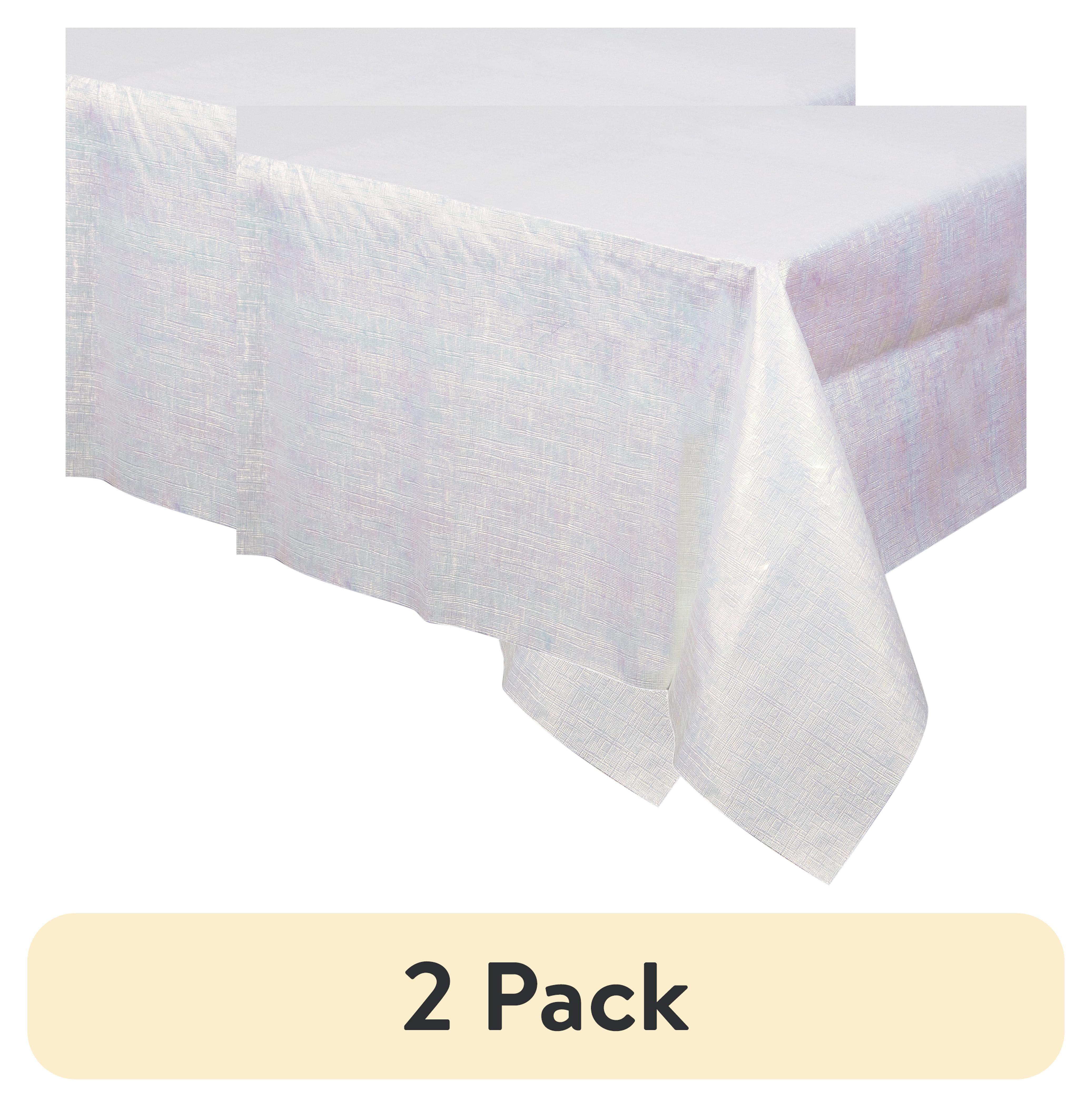 (2 pack) Iridescent White 54" x 102" Plastic Tablecloth by Way to Celebrate