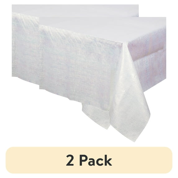 (2 pack) Iridescent White 54" x 102" Plastic Tablecloth by Way to Celebrate