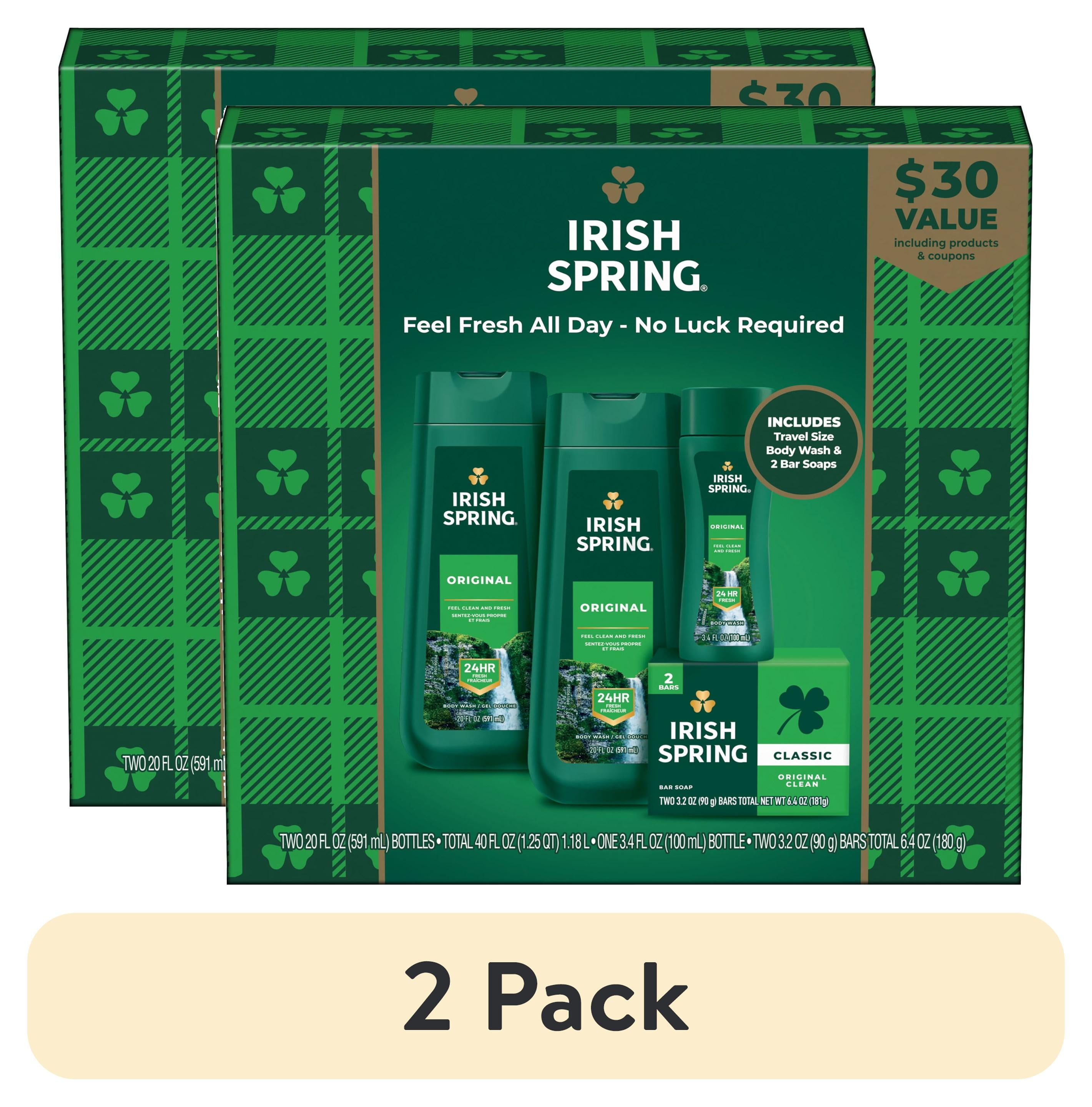 (1 pack) Irish Spring Body Wash Winter Gift Set, Original Scent, Feel Fresh All Day, Holiday Gift Set For Men, 4 Piece Gift Set