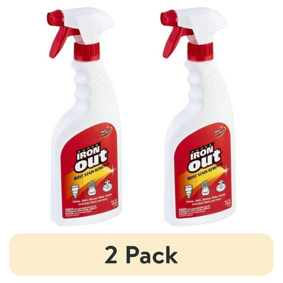 (2 pack) Iron OUT Rust Stain Remover Spray Gel, Remove Rust Stains in Bathrooms, Kitchens, Laundry, and Outdoors, 16 fl oz Bottle