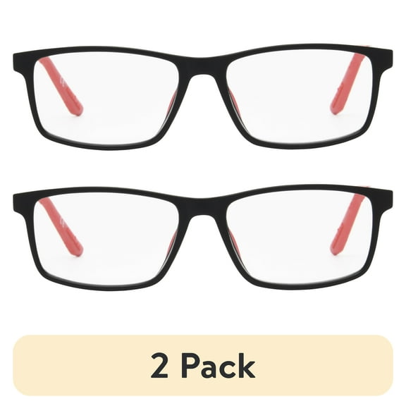 (2 pack) Ironman Rectangle Black/Red Reader Eyeglass 1.75
