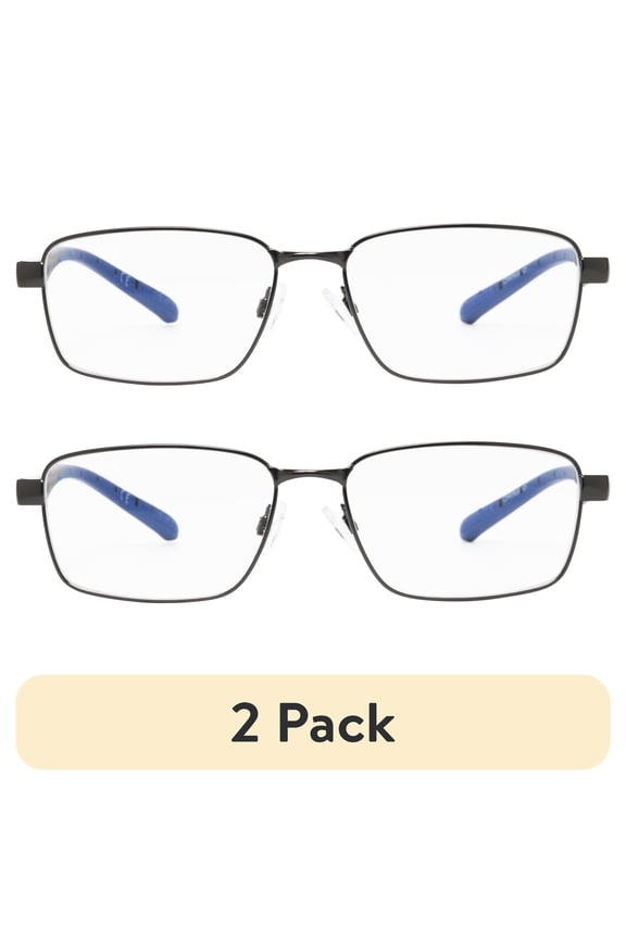 (2 pack) Ironman Rectangle Gun/Blue Reader Eyeglass 1.25