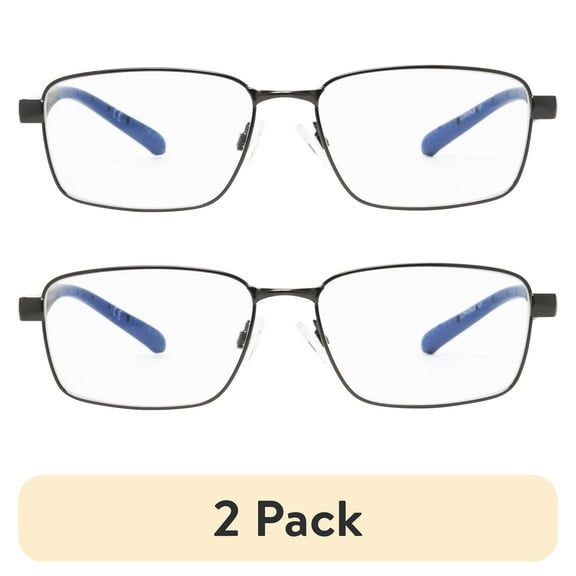 (2 pack) Ironman Rectangle Gun/Blue Reading Glasses 1.75