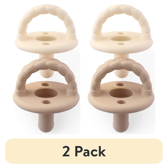 (2 pack) Itzy Ritzy Silicone Pacifier Set of 2 Toast and Buttercream