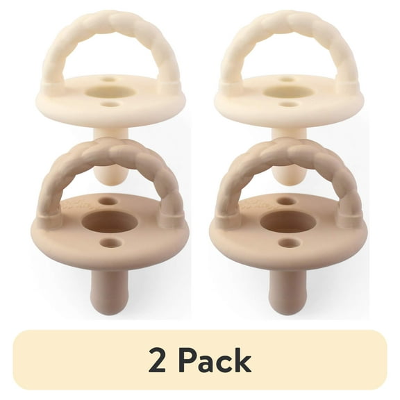 (2 pack) Itzy Ritzy Silicone Pacifier Set of 2 Toast and Buttercream