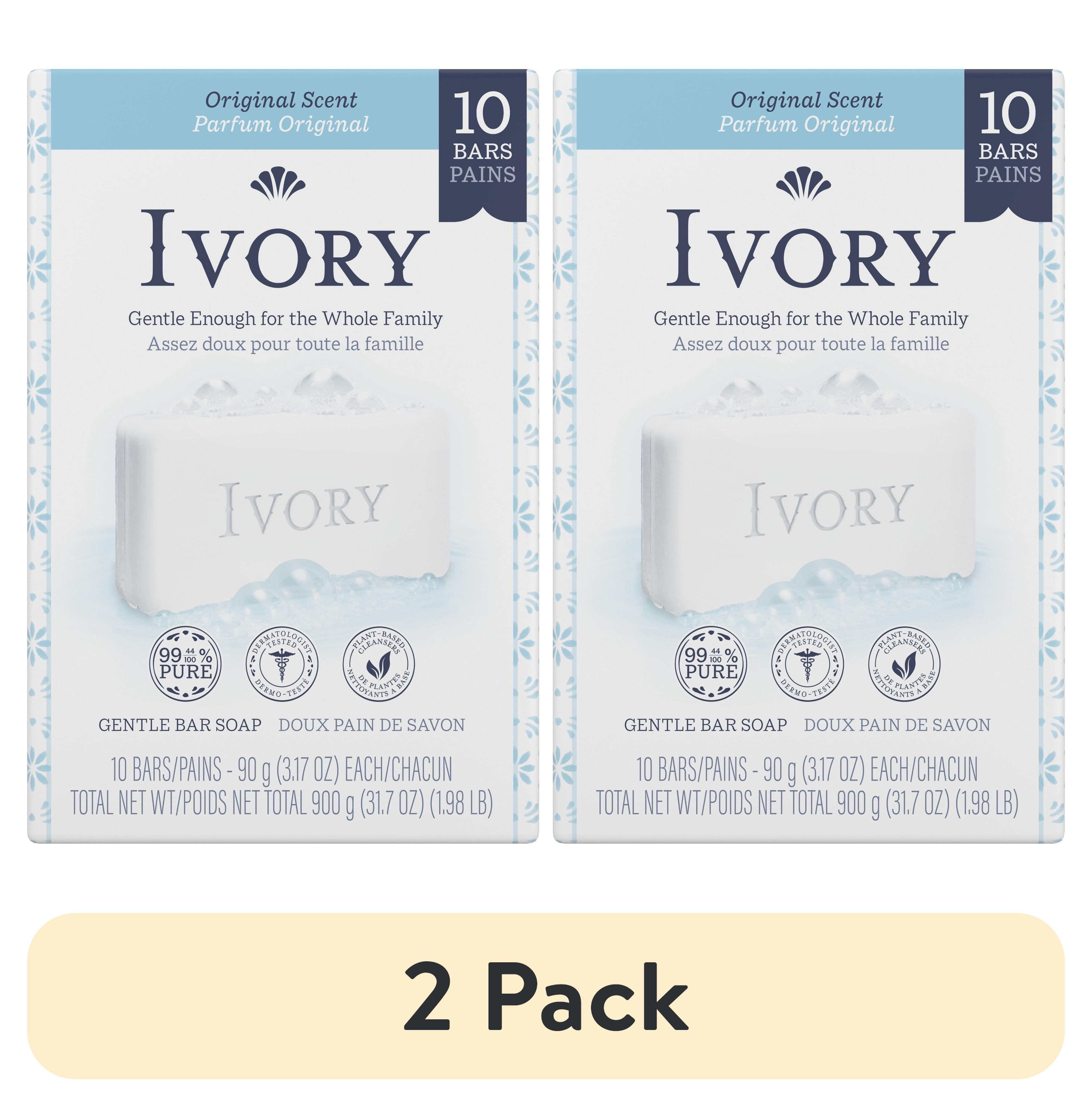(2 pack) Ivory Bar Soap, Original Scent, 3.17 Ounces, 10 Count