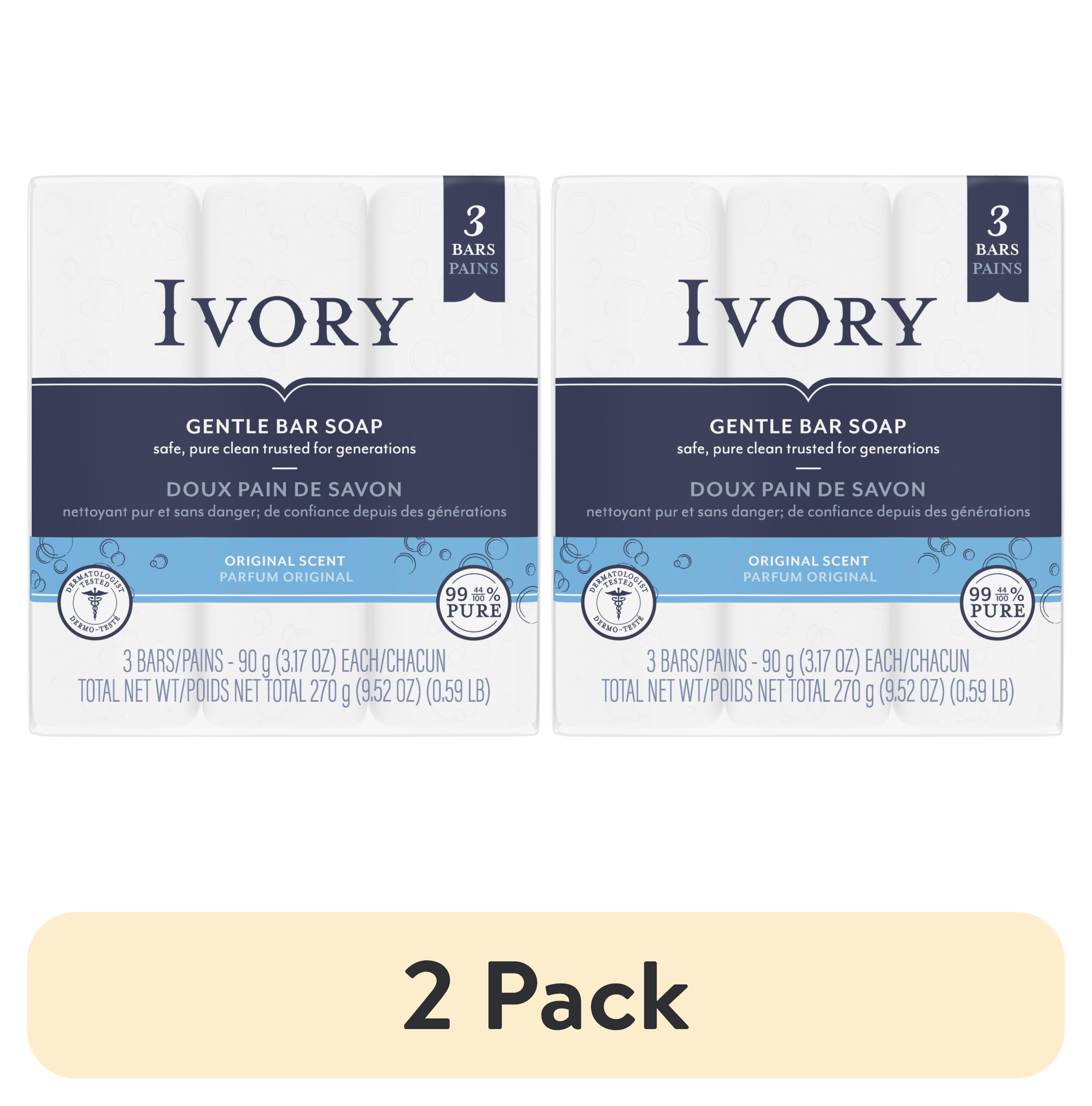 (2 pack) Ivory Gentle Bar Soap, Original Scent, 3.17 oz., 3 Count