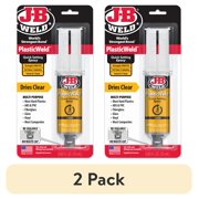 2 pack J-B Weld Plasticweld Quick-Setting Epoxy Syringe - 25 ml, Yellow