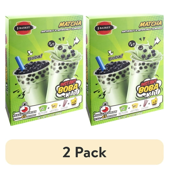 (2 pack) J-Basket Matcha Instant Tea Boba Kit 10oz /285g