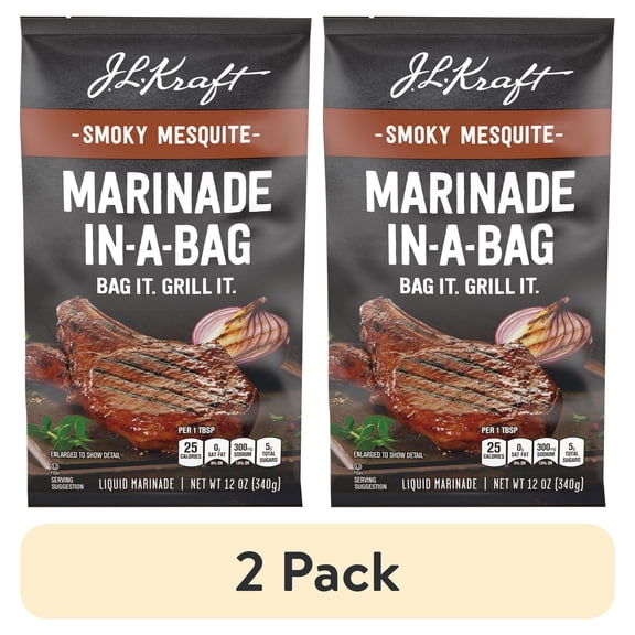 (2 pack) J.L. Kraft Marinade-In-A-Bag Smoky Mesquite Liquid Marinade, 12 oz Bag