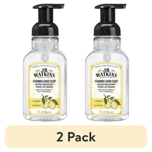 (2 pack) J.R. Watkins Foaming Hand Soap, Lemon, Citrus Scent, 9OZ